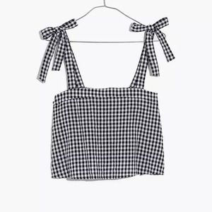MADEWELL GINGHAM TIE STRAP TOP